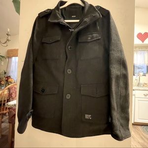 KR3W Manchester Black Herringbone Jacket - Medium